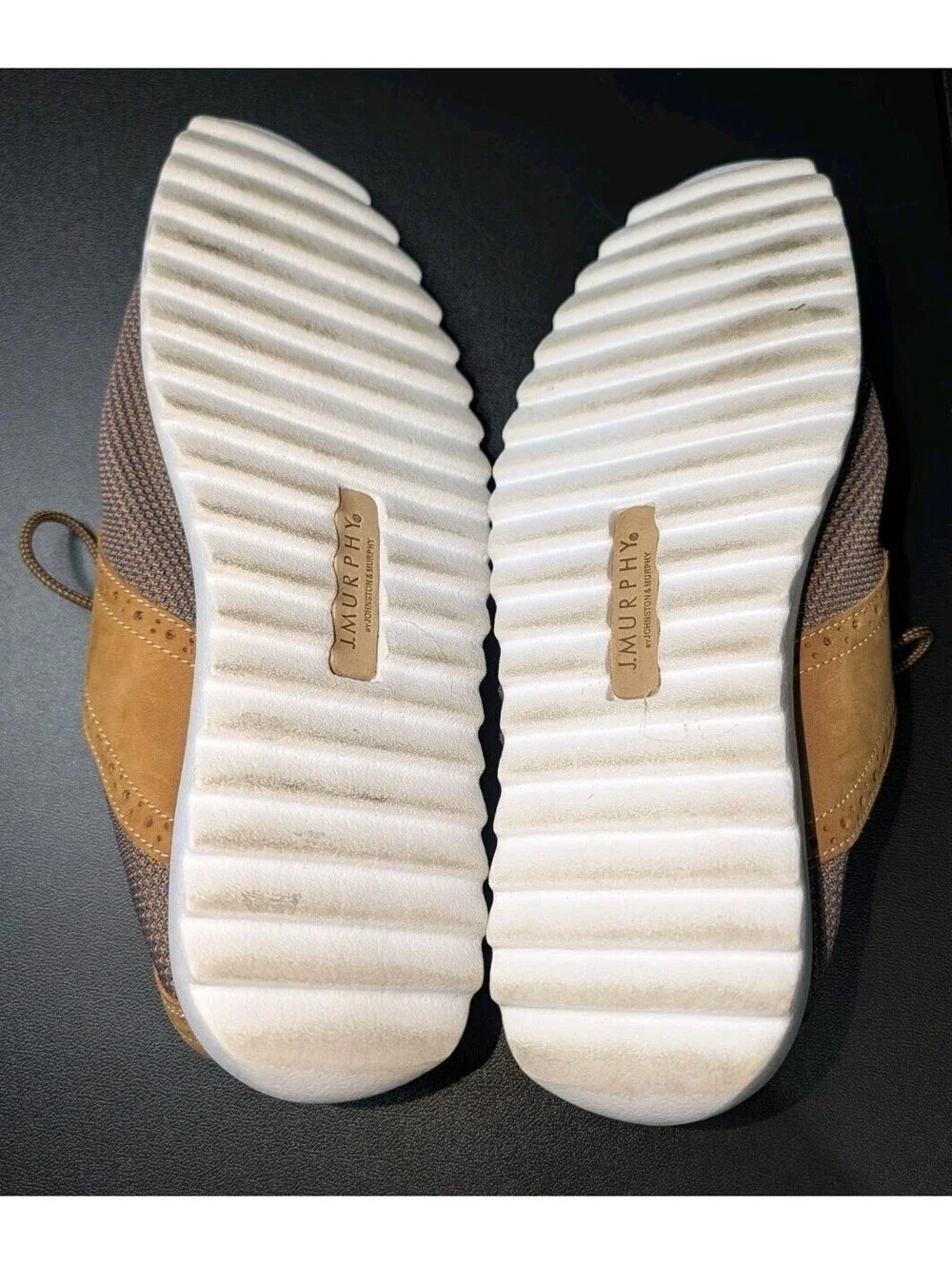 Johnston j Murphy Shoes Mens 11 Duncan Saddle Tan Knit Leather Work Casual
